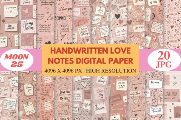 Download Handwritten Love Notes Digital Paper - Premium Bundle