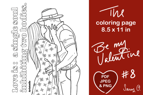 Download Kisses &amp; Quotes Couple in Love Line Art - Premium Resources